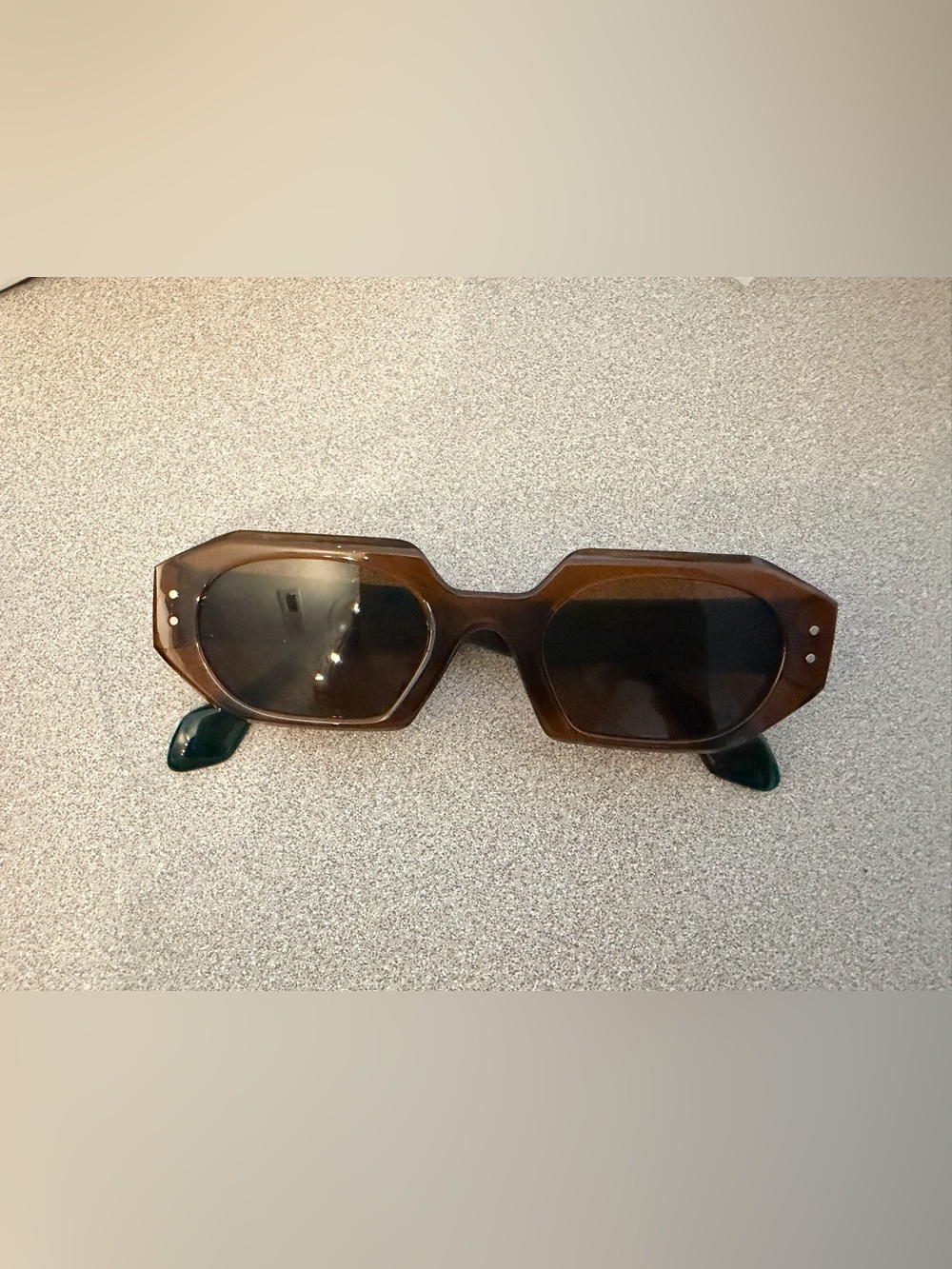Brown Rectangular Vintage-Inspired Sunglasses